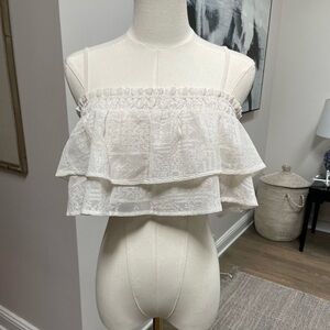 Tularosa White Embroidered Crop Top - Sz Small